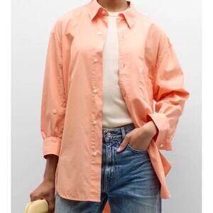 Citizens of Humanity Kayla Oversized Cotton Button Down Shirt Peach Coral Size M